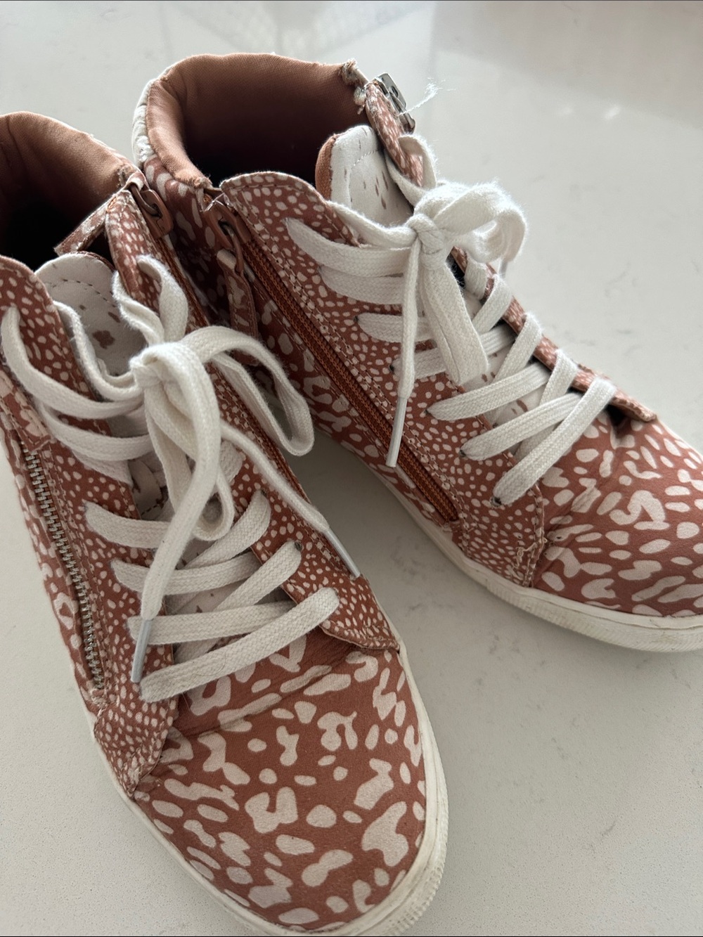 Universal Thread Animal Print Patterned High-Top Sneakers with White Laces